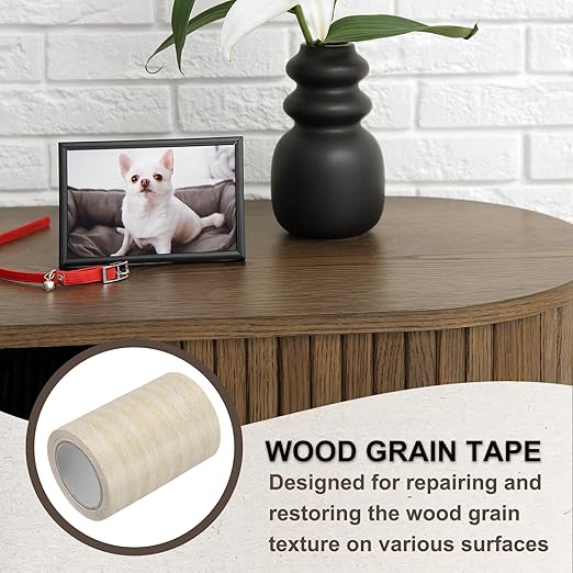 PATIKIL Wood Grain Tape 3.1" x 15 Ft, Self-Adhesive Wood Texture Repair Tape Realistic Wood Effect Contact Paper Patch for Furniture Cabinets Floor Walls Home Decoration, Light Yellow Oak