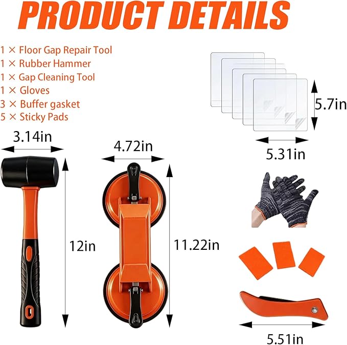 Floor Gap Fixer Tool, Heavy Duty Suction Cup Flooring Tool For Laminate & Vinyl Plank Grabber Gap Repair Kit, 300 Lbs Suction, Anti-Drop Metal Shell, Durable & Non-Destructive Flooring Tools.