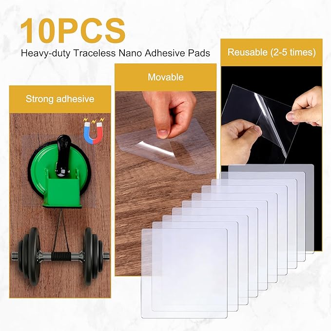 Floor Gap Fix Tool Kit – Heavy-Duty Iron Floor Gap Puller with 4.65" Suction Cup (110 lbs), Rubber Mallet & 10 Reusable Sticky Pads – Hardwood, Laminate & Bamboo Floor Repair Kit
