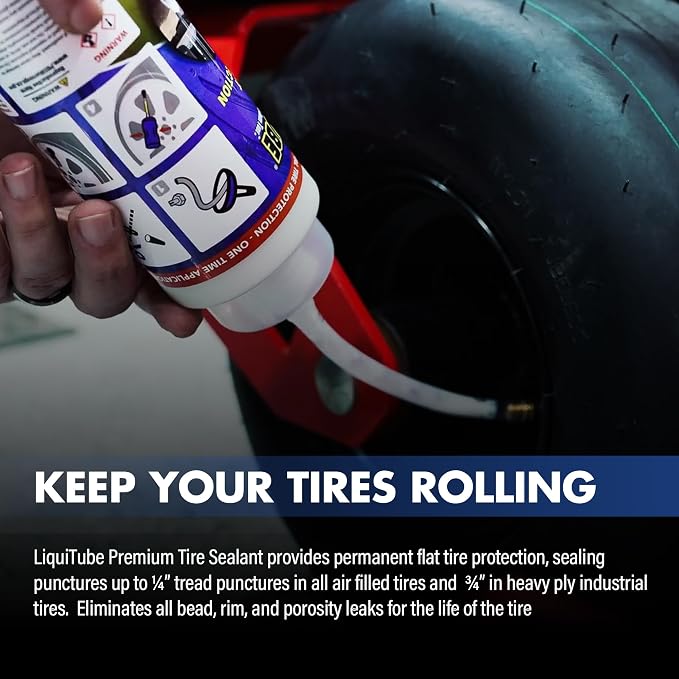 Premium Heavy Duty Tire Sealant - Permanent Flat Tire Protection for Trailer and Off Road Tires - Maintain Air Pressure, Balance - Seal Punctures, Bead, Rim, Tire Weathering Leaks (16 oz)