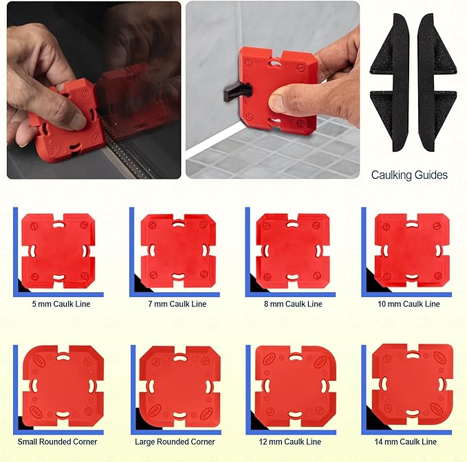Caulk Application Tool Kit Sealant Finishing Tool Set Silicone Profiling Kit 9 Pcs, Caulk Spreader Silicone Smoother Caulking Edger Tool for Tile Siding Window Sink Joint