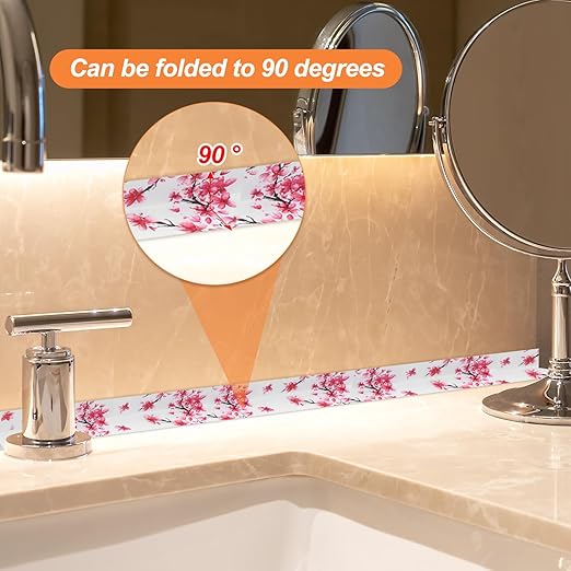 PATIKIL Caulk Tape Waterproof Self Adhesive, PVC Toilet Caulking Sealant Strip Bathtub Caulk Sealing Strip Tape for Bathroom Kitchen Countertop, Red Flowers (1.5 Inch x 10.5 Ft)