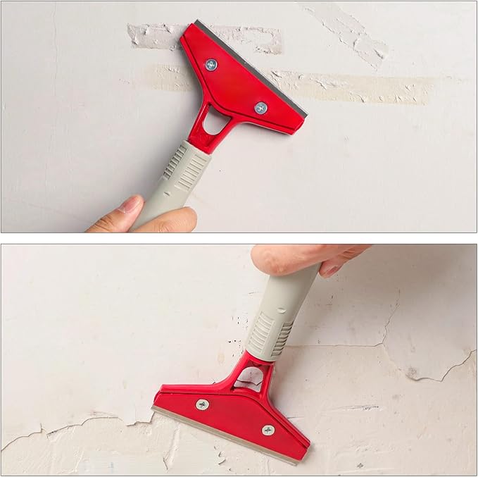 Razor Blade Scraper, Red Color Wallpaper Remover, Adhesive Removal Multi-Purpose Paint Scraper for Scraping Labels, Decals, Stickers, Caulk, Paint from Glass, Floor, Window (1 Pack, 10 Extra Blades)