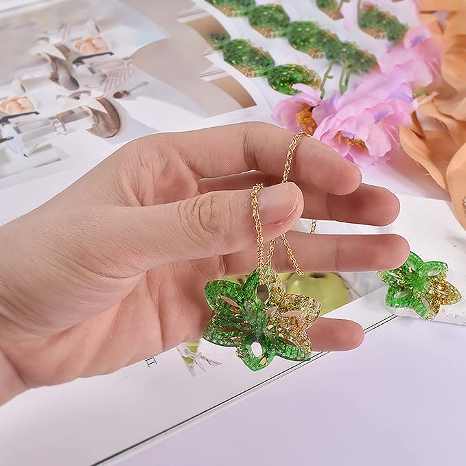 Resin Molds - 13 Pair Earring & Pendant Molds, Teardrop Flower Silicone Mould with Ear Hooks & Jump Rings for DIY Epoxy Resin Jewelry Making