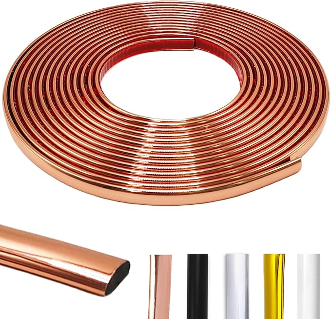 Rose Gold Peel and Stick Trim, Faoaatin Molding Trim for Walls, Edges, Borders, Window Frames, Backsplash Tiles, Flexible and Self Adhesive