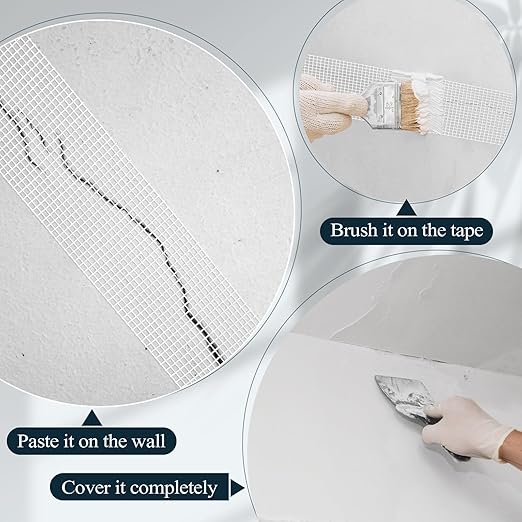 Pushglossy 5 Rolls Drywall Joint Tape 1.8 Inches x 492 ft Self Adhesive Fiberglass Mesh Drywall Joint Tape White Heavy Duty Wall Crack and Seam Patch for Repairing Joining Finishing