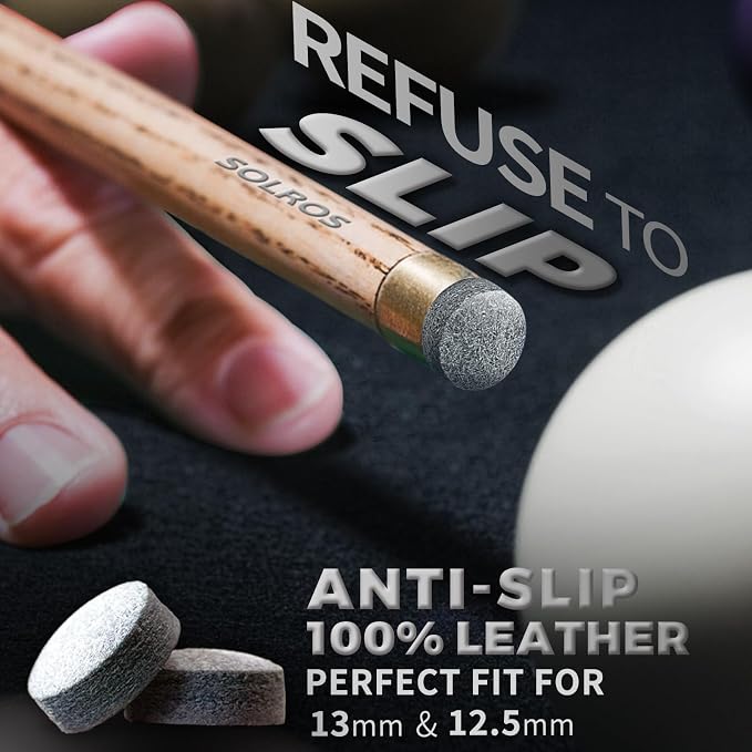 Billiard Pool Cue Tips - Pool Cue Stick Tips Replacement Repair Kit Billiard Cue Tips with Storage Box for Pool Table Cues Stick Tips Head and Leather Snooker Stick - SOLROS