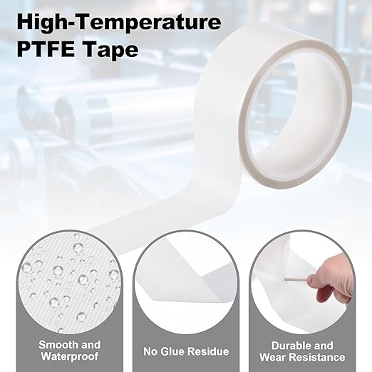 PATIKIL Heat Resistant Tape, 1.6 Inch x 33 Feet High Temperature Tape PTFE Adhesive High Heat Tape Waterproof for Vacuum Sealer Machine Insulation Protection, White, 0.13mm Thick