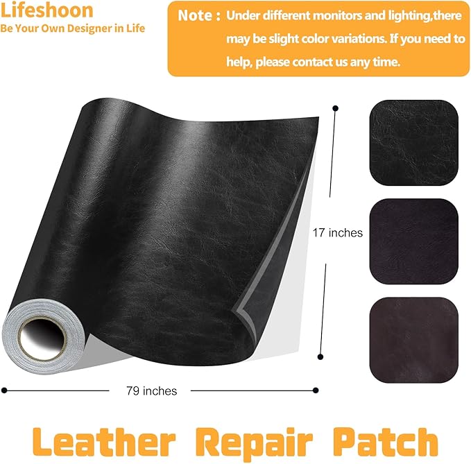 Leather Repair Patch, Self Adhesive Leather Repair, Large Leather Repair Tape for Couches, Furniture, Car Seats, Cabinets, Wall, Handbags（17X79 Inch, Coffee）