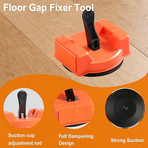 2026 Upgraded Floor Gap Fixer Tool with 5PCS Sticky Pads and Rubber Mallet, Dual-Sided Striking Vacuum Suction Plank Gap Repair Kitfor Vinyl, Wood, Laminate Floor