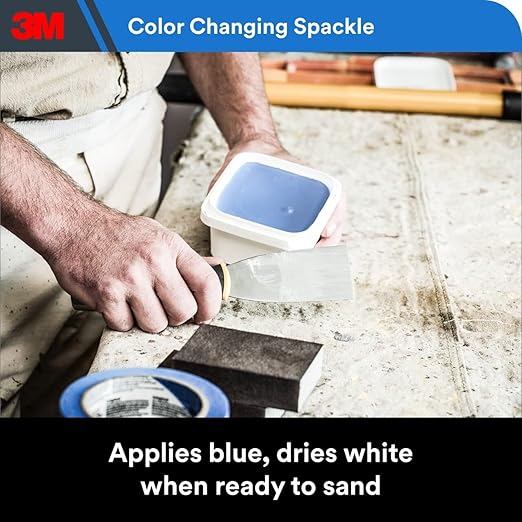 3M High Strength Color Changing Spackling Compound, 32 oz Tub, 2 Pack – Blue-to-White Drying Formula, Fast-Drying, No Shrink, Primer-Enhanced, Multi-Surface Wall Repair for Interior and Exterior