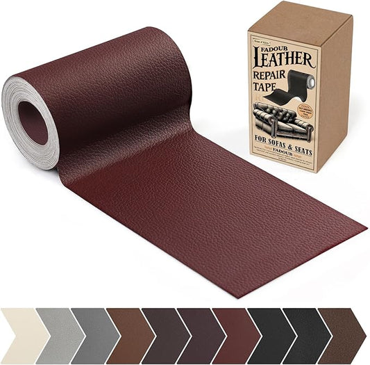 Leather Repair Patch, 4 x 63In Self Adhesive Leather Repair Tape for Furniture, Vinyl Repair Tape for Repairing Vinyl, Couch, Sofa, Car Seats, Car Interior (Wine red)
