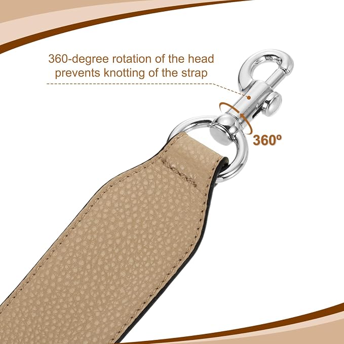 uxcell 22.83 Inch PU Leather Short Bag Strap with Clasp, Purse Handles Handbags Replacement Straps for Clutch Bag Crossbody Underarm Bags, Tawny, Silver Buckle