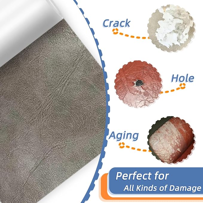 Self Adhesive Faux Leather Repair Patch,1Roll 15x78 Inch Leather Repair Tape for Furniture,Couch Tape for Couches,Bed,Car Seats,Chair,Gray