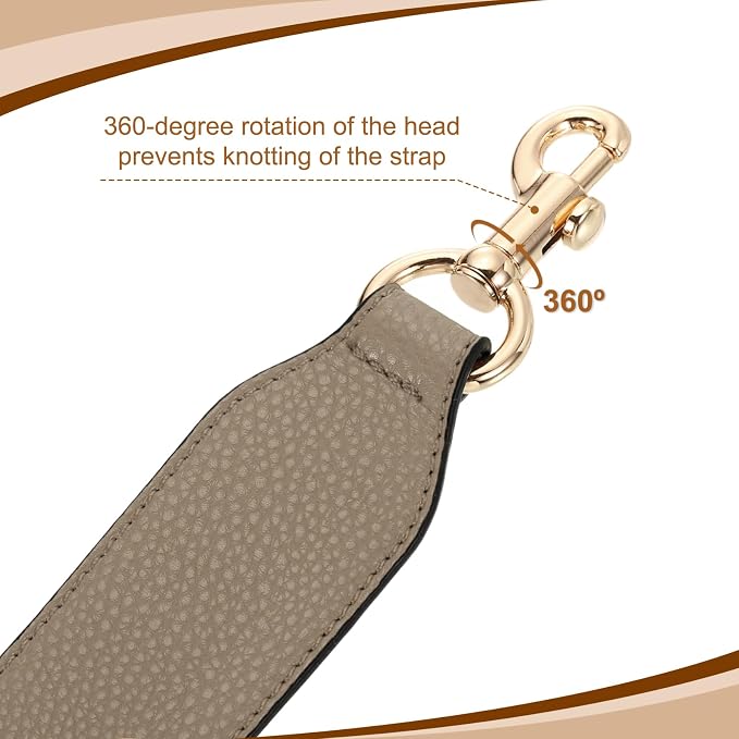 uxcell 22.83 Inch PU Leather Short Bag Strap with Clasp, Purse Handles Handbags Replacement Straps for Clutch Bag Crossbody Underarm Bags, Dark Khaki, Gold Buckle