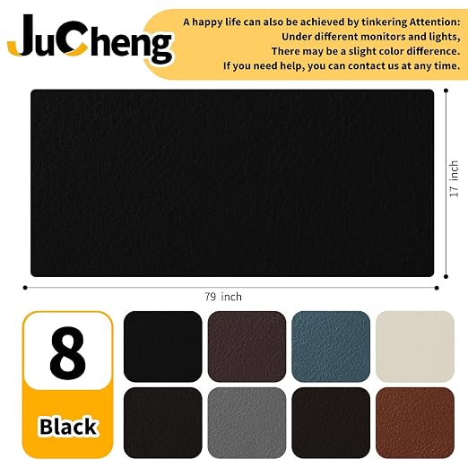 JuCheng Leather Repair Kit -Leather Repair Patch Self-Adhesive Waterproof Patch & Glue for Furniture, Car Seats, Sofa, Couch, Vinyl - Instant Fix for Tears & Scratches (Black, 17X79 inch)