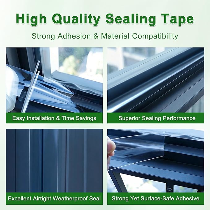Transparent Window Weather Sealing Tape 2 Inch x 33 FT Weather Stripping Residue-Free Clear Window Insulation Tape for Doors Windows and Shower Glass Gaps