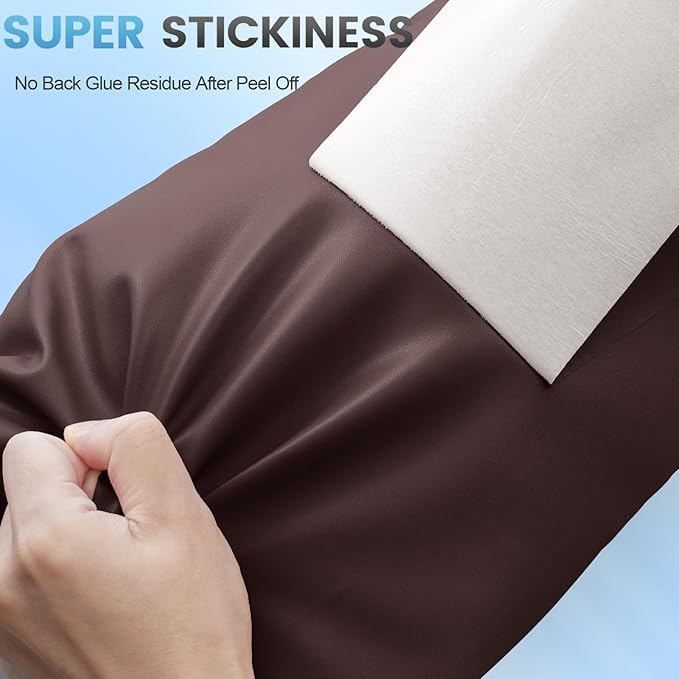 Leather Repair Patch Tape Kit, 4" x 63" Self Adhesive Leather Repair Patch for Furniture, Vinyl Leather Repair Kit for Car Seat, Chairs, Couch, Sofa, Boat Smooth Darkbrown