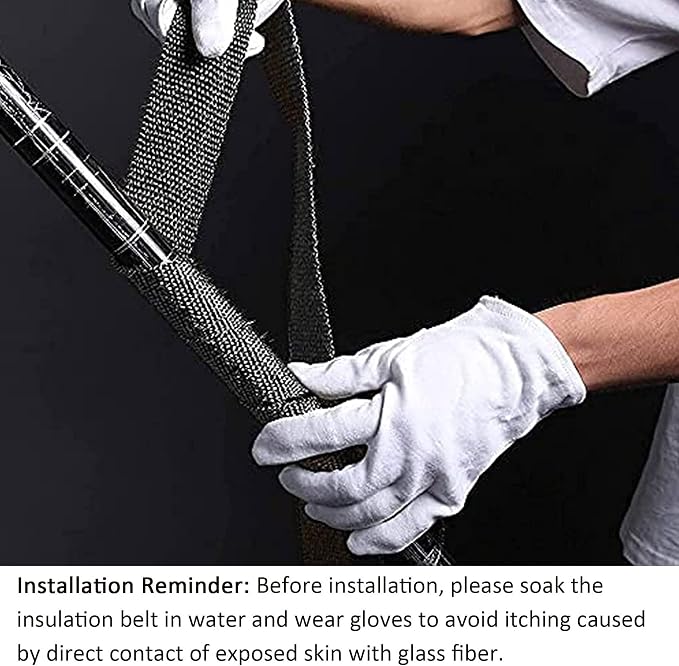 Deecam Exhaust Wrap, Black Exhaust Header Heat Wrap, 2'' x 50' Motorcycle High Temp Heat Shield Tape Roll for Exhaust Pipes with 12 Stainless Steel Ties