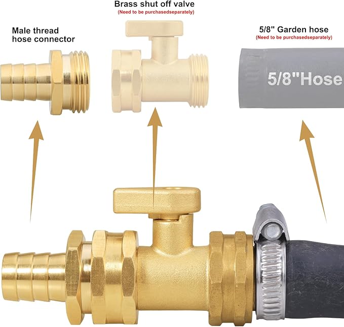 SIGURANTA Garden Hose Repair Connector with Clamps Hose End Repair Kit,5/8" Barb Garden Hose Fittings Male and Female brass garden hose ends (5/8"Barb-4 Set)