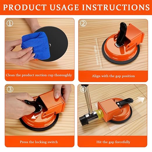 Floor Gap Fixer Tool,2026 New Heavy Duty Floor Gap Fixer Tool,Made of Iron & Enhanced Suction Cup for Fixer Laminate, Wood, Tile, Vinyl Floor Gap Repair Tool - Efficient Flooring Tools