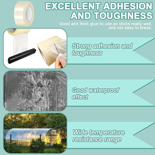 2Inch Heavy Duty Greenhouse Repair Tape 6.3Mil Thick 263Ft-UV & Waterproof PE Patch Tape for Small Holes,Thin Gaps,Mini Hoop House-Instantly Fix Cracks & Tears
