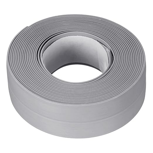 uxcell Waterproof Seal Caulk Strip Tape Self Adhesive 0.87" W x 10.5'L PVC Sealing Tape for Kitchen Bathroom Grey