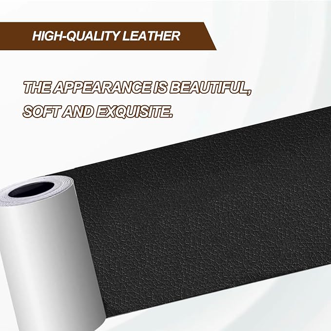 Leather Repair Patch Tape Black 4 x 63 Inches Self Adhesive Leather Repair Kit for Excellent Adhesion Leather Repair Patch Self Adhesive for Car Seat, Motorcycle Seat, Automobile Parts