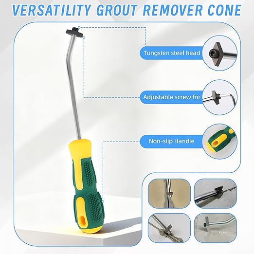 33 Pcs Grout Removal Tool Kit, 2 Tile Grout Saws with 12 Extra Blades, 2 Hand Grout Saw and 2 Cleaning Blades, Caulk Remover for Bath Shower, Ideal for Floor Tile Grout Cleaning