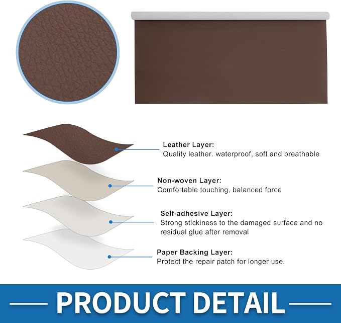 Self Adhesive Leather Repair Patch Strong Stickiness 39"x53.9" Leather Repair Tape PVC Faux Leather Light Brown 1 Pcs