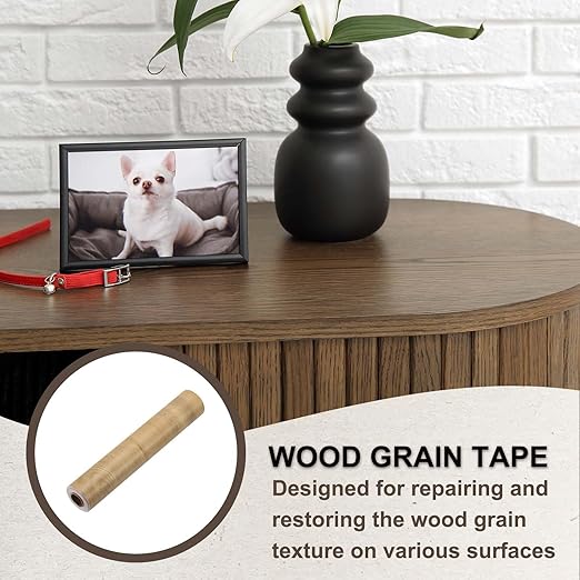 PATIKIL Wood Grain Tape 12" x 32 ft, Self-Adhesive Wood Texture Repair Tape Realistic Wooden Effect Patch for Furniture Cabinets Floor Walls, Birch