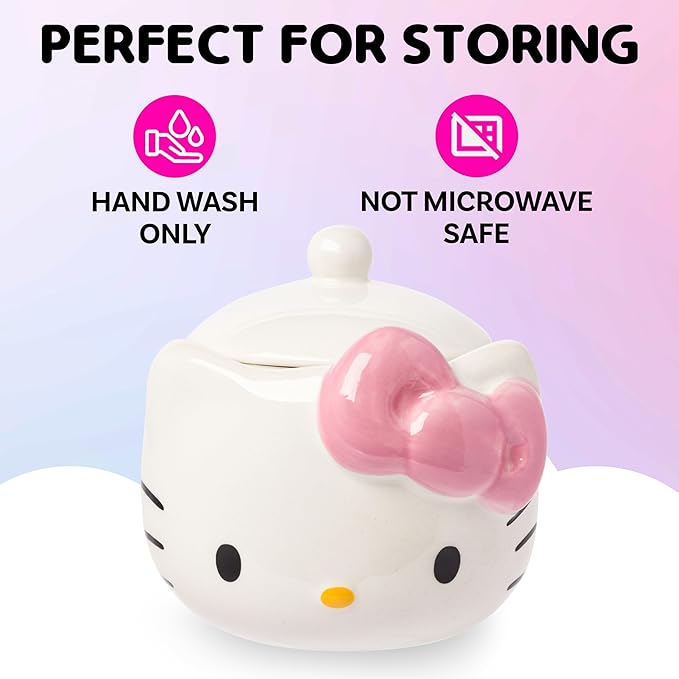 Silver Buffalo Sanrio Hello Kitty 3D Sculpted Ceramic Cookie Snack Candy Jar (X-Small)