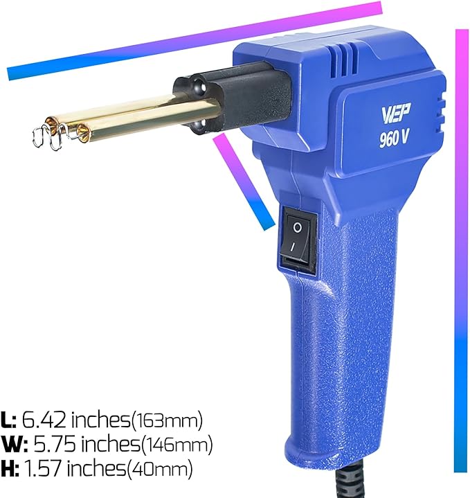 WEP 960-V Plastic Welder Kit 110V with LED Lights with 200 Hot Staples and Pliers for Car Bumper Plastic Welding, Plastic Gas Tank Repair, a Great Automotive Tools for Mechanics