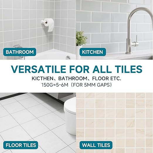 Tile Grout Repair Kit, 2 Pack White Grout Filler for Bathroom, Kitchen, Rstore & Renew Tile Joints Line, Triple Protection, Fast Drying Shower Grout with Tools(White, 10.58oz/300g)