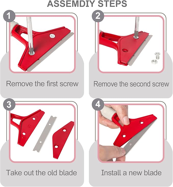 Razor Blade Scraper, Red Color Wallpaper Remover, Adhesive Removal Multi-Purpose Paint Scraper for Scraping Labels, Decals, Stickers, Caulk, Paint from Glass, Floor, Window (1 Pack, 10 Extra Blades)