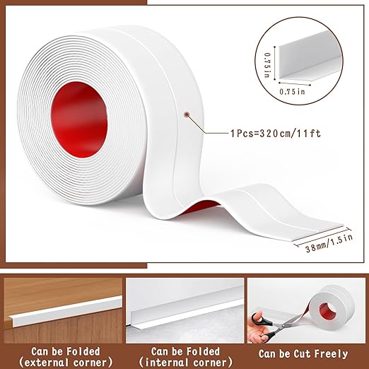Caulk Tape, 3 Rolls Caulking Tape Sealant Strip, White Waterproof Self Adhesive Caulk Strip for Bathroom, Kitchen, Shower, Bathtub, Toilet with Sealing Tool(1.5" x10.5Ft)