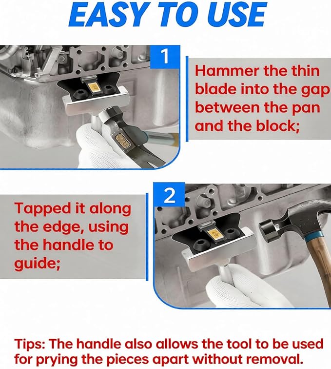 Oil Pan Separator Tool with Replacement Blade,Engine Oil Pan Sealant Removal Scraper Fit for Most Vehicles, Universal Vehicles Maintenance and Repair Tool