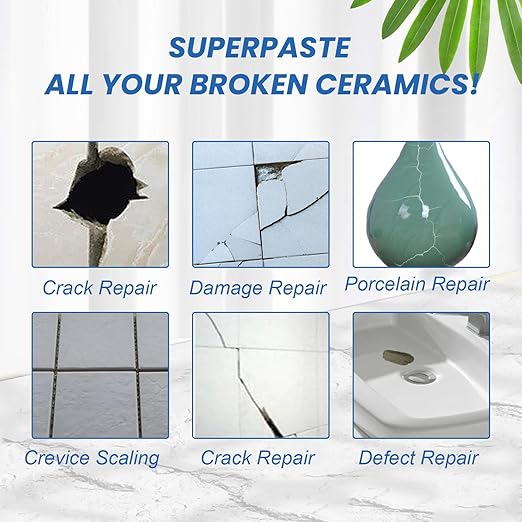 Quick Drying Ceramic Tile Repair Paste – Fast-Set Tile Crack Filler with Strong Adhesion, Easy Apply & Smooth Finish for Floor Tiles, Wall Tiles, Porcelain & Ceramics