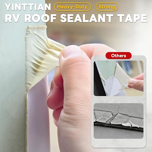 Waterproof White Butyl RV Roof Sealant Tape 4" x10', 40 mil Thick Patch | Reinforced Long-Lasting Repair Leaks, Heat/Weather Resistant for RVs, Roofs, Window, Boats, Vinyl Siding, Gutters, Walls