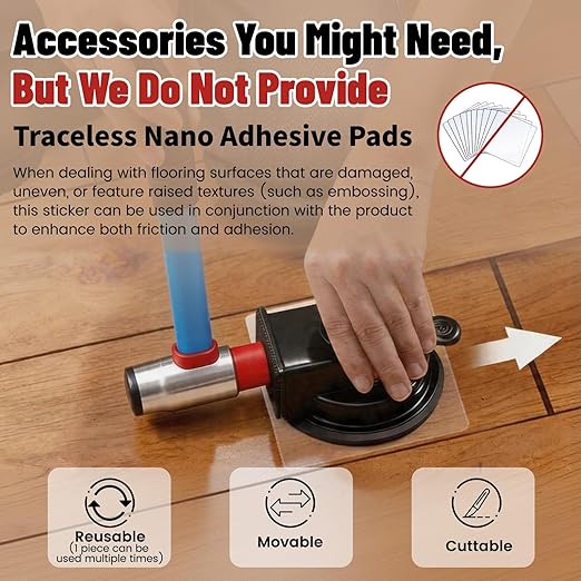Heavy Duty Floor Gap Fixer Tool, 4.65 Inch Suction Cup with 175lbs Pulling Force, Flooring Repair Tool for Wood Tile Vinyl Laminate, Rubber Suction Cup Lifter for Widths 5 Inches & Above