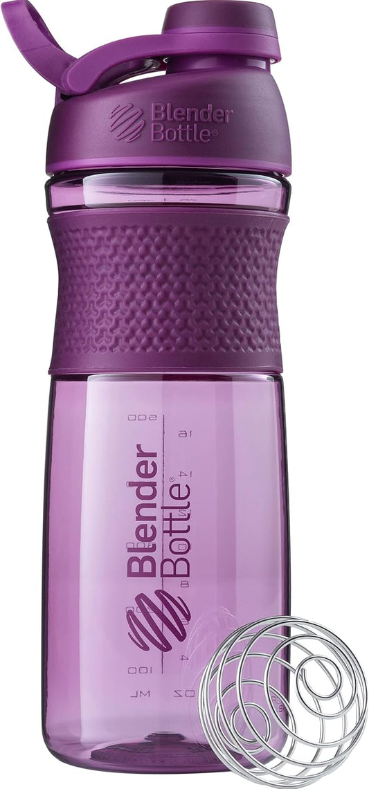 BlenderBottle SportMixer Shaker Bottle Perfect for Protein Shakes and Pre Workout, 28-Ounce, Plum
