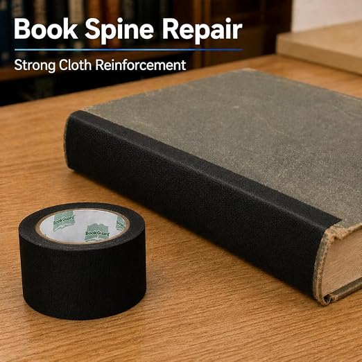 BookGuard Book Binding Tape, 3 Inch Black Flexible Cloth Spine Repair Tape for Library Binding, Book Spines, Hinges, Covers, Bibles, Hymnals, Libraries, Schools, 15 Yard Roll