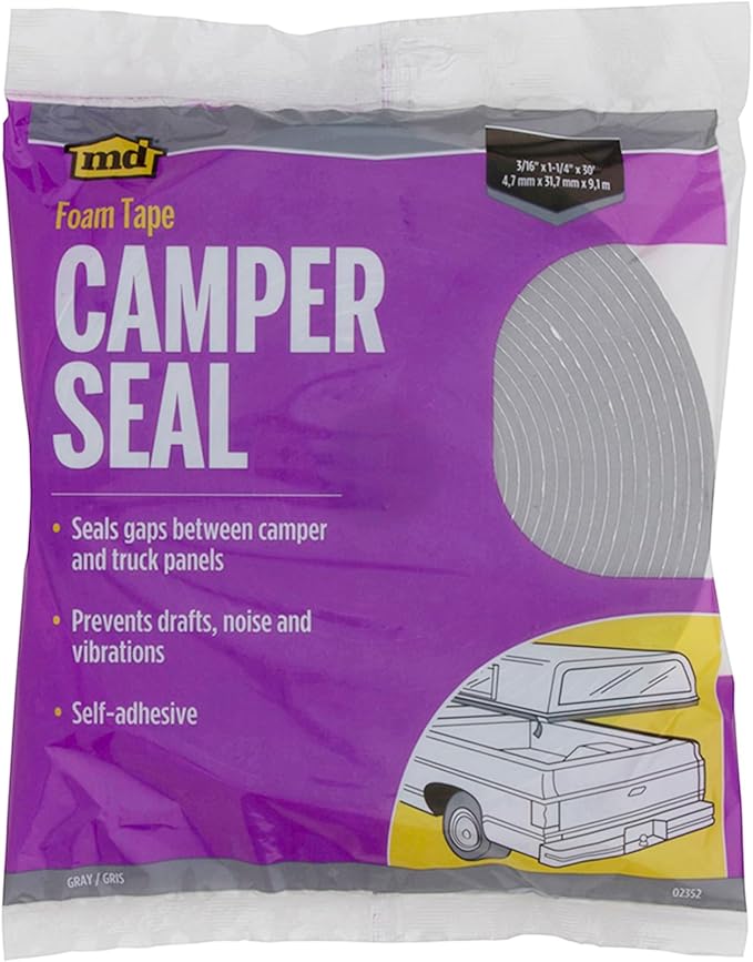 M-D Building Products 02352 30 ft. Gray Foam Tape Camper Seal for Camper Shells