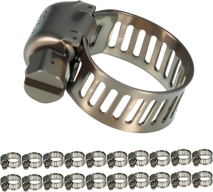 20PCS Hose Clamp Se1/4-7/16'' 304 Stainless Steel Worm Gear Hose Clamps for Pipe, Intercooler, Plumbing, Tube and Fuel Line (20pcs1/4-7/16/6-12mm)