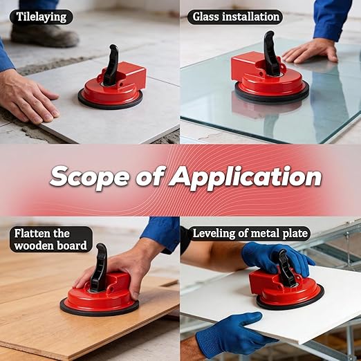 Floor Gap Fixer Tool, Heavy Duty Laminate Floor Suction Cup Repair Tool, for Laminate, Wood, Tile, Vinyl Floor Gap Repair Tool - Durable, Compact, & Efficient Flooring Tools (Red) (Red)