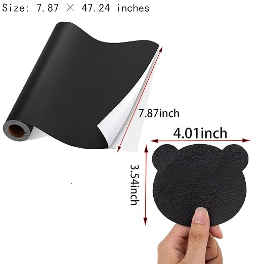 Self Adhesive Leather Repair Tape, 7.87 × 47.24 inch Leather Repair Suitable for Repairing Sofas Seats Leather Bags (Dark Gray)