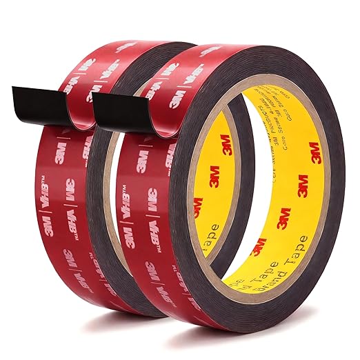 3M Double Sided Tape 1" ×16.4ft 5925 Black Mounting Tape Heavy Duty Waterproof Foam Tape Strong Adhesive for RV LED Strip Light Décor(2 Pack)