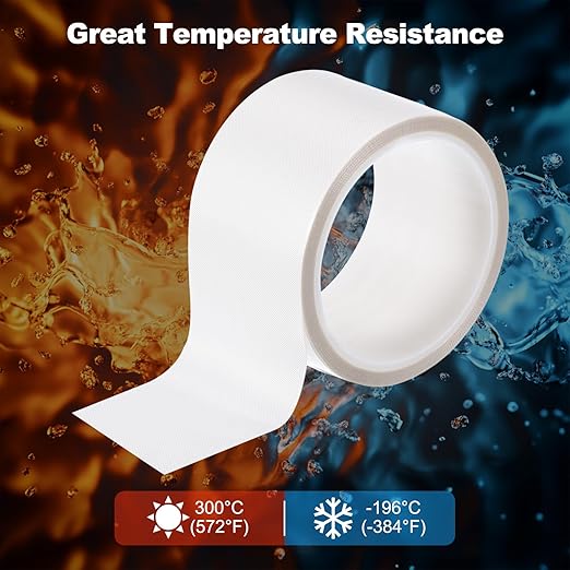 PATIKIL Heat Resistant Tape, 2.4 Inch x 33 Feet High Temperature Tape PTFE Adhesive High Heat Tape Waterproof for Vacuum Sealer Machine Insulation Protection, White, 0.13mm Thick