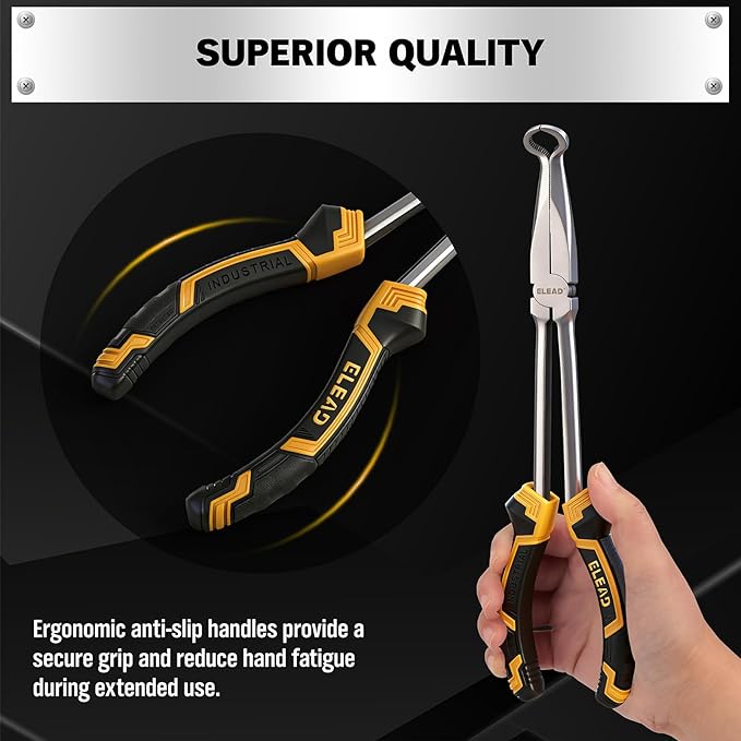 3-Piece 11" Hose Gripper Plier Set, Long Reach Hose Gripping Pliers, 5/16-Inch, 1/2-Inch, 3/4-Inch Diameter, Spark Plug Boot Removal Pliers, Serrated Jaws for Hard to Reach Tight Spaces