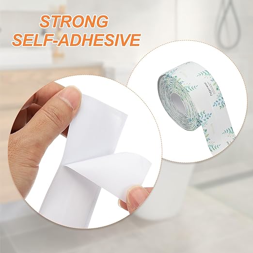 PATIKIL Caulk Tape Waterproof Self Adhesive, PVC Toilet Caulking Sealant Strip Bathtub Caulk Sealing Strip Tape for Bathroom Kitchen Countertop, Palm Leaves (1.5 Inch x 16.4 Ft)